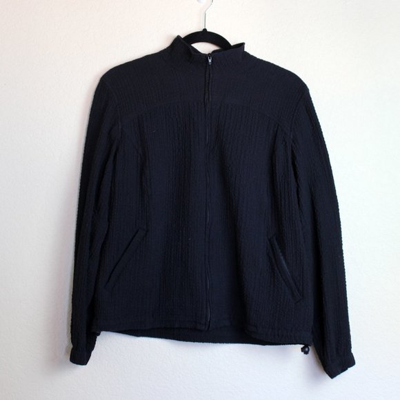 Orvis Black Zip Up Lightweight Crinkle Textured Jacket size Medium Petite - Picture 2 of 4